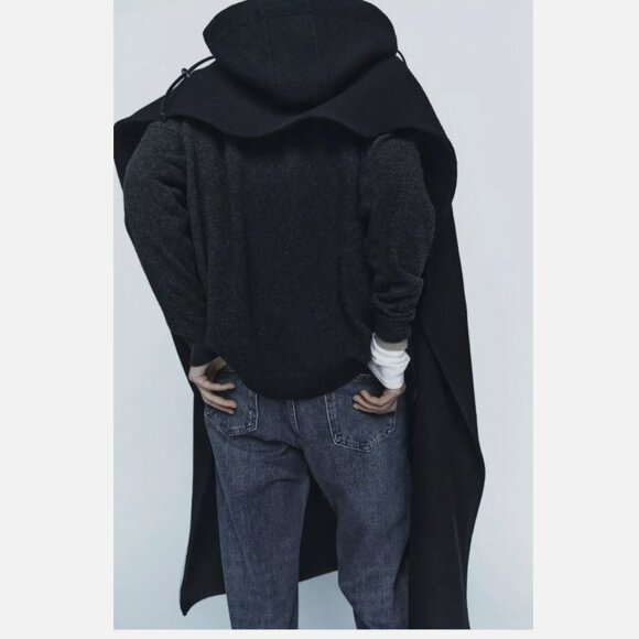 Zara Black Oversized Coat - Picture 6 of 13